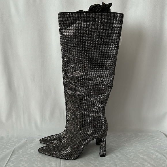 Zara NWT Sexy Silver Glittery Tall Heeled Boots Shoes **Size 42/US Size 11**🔥🔥 - Picture 5 of 7